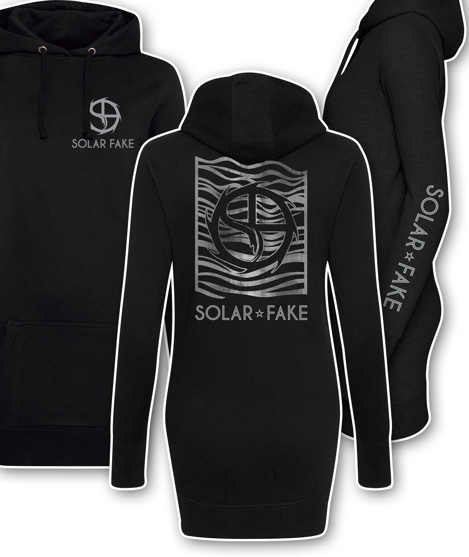 Women's Long Hoodie "Silver Waves"