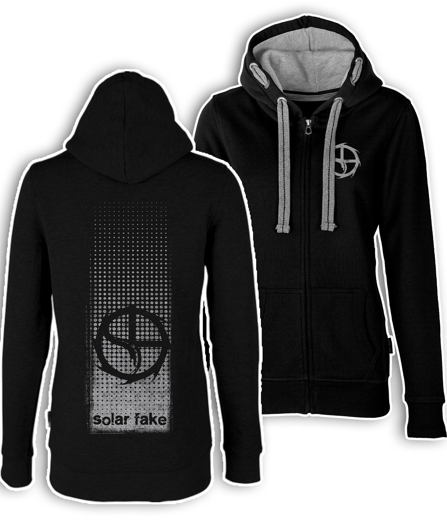 Women's Zip Hoodie Black / Grey